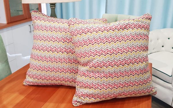 Pink Geometric Fabric Scatter Cushion